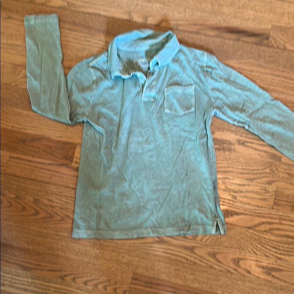 Kids J Crew Crewcuts light green collared Long Sleeve Shirt Slub Cotton size M